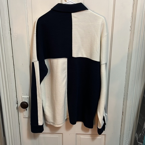 Ted Baker Waffle Knit Panelled Polo Shirt in Navy - Picture 12 of 16